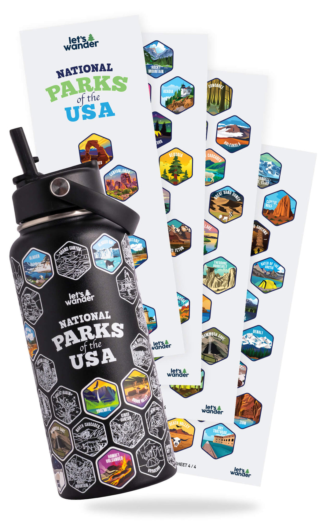 Lets Wander™ National Parks Water Bottle + Stickers
