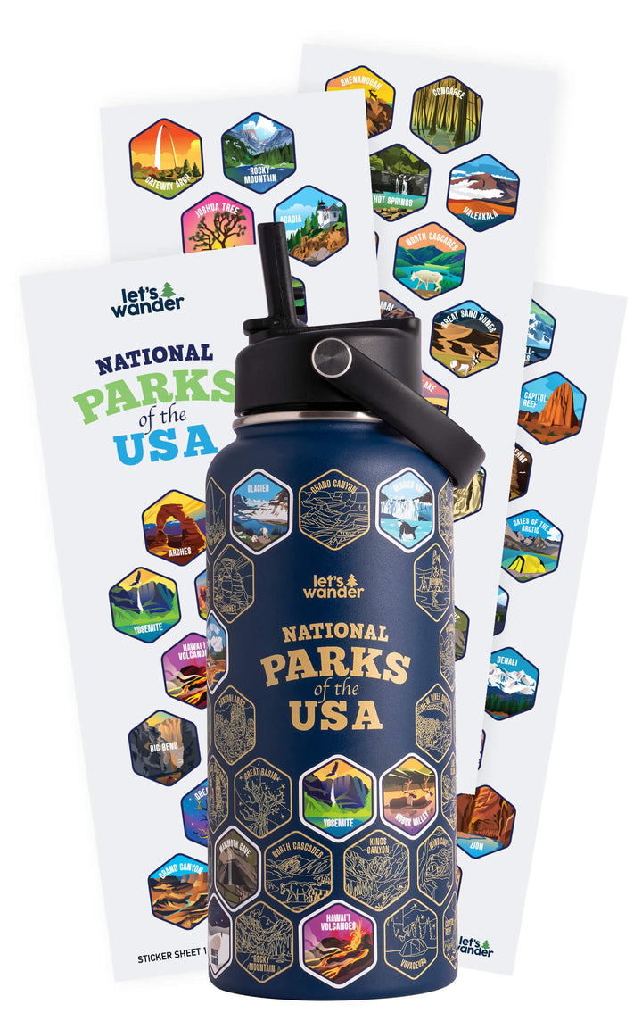 Lets Wander™ National Parks Water Bottle + Stickers