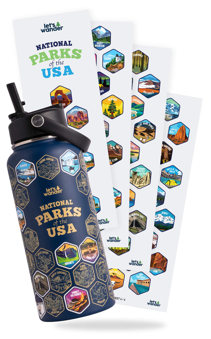 Lets Wander™ National Parks Water Bottle + Stickers