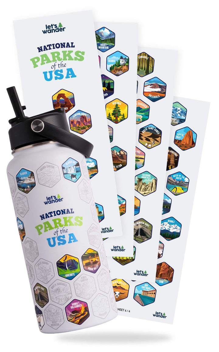 Lets Wander™ National Parks Water Bottle + Stickers