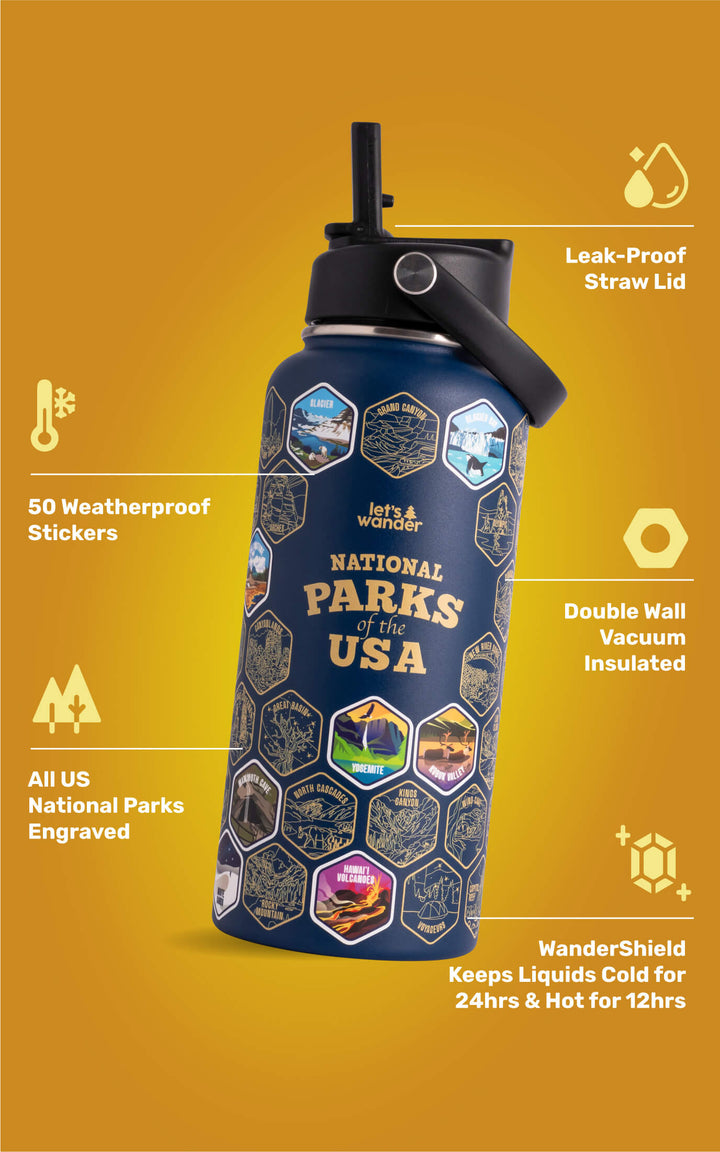Lets Wander™ National Parks Water Bottle + Stickers
