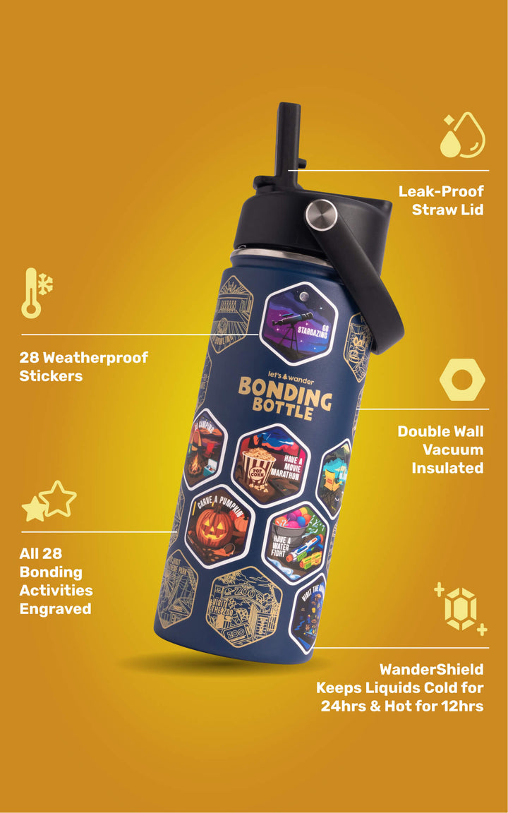 The Bonding Bottle™ by Let's Wander in blue, front view