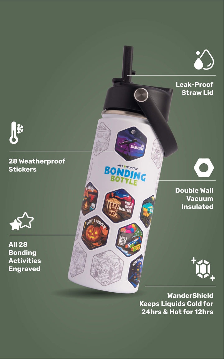 The Bonding Bottle™ by Let's Wander in white, front view