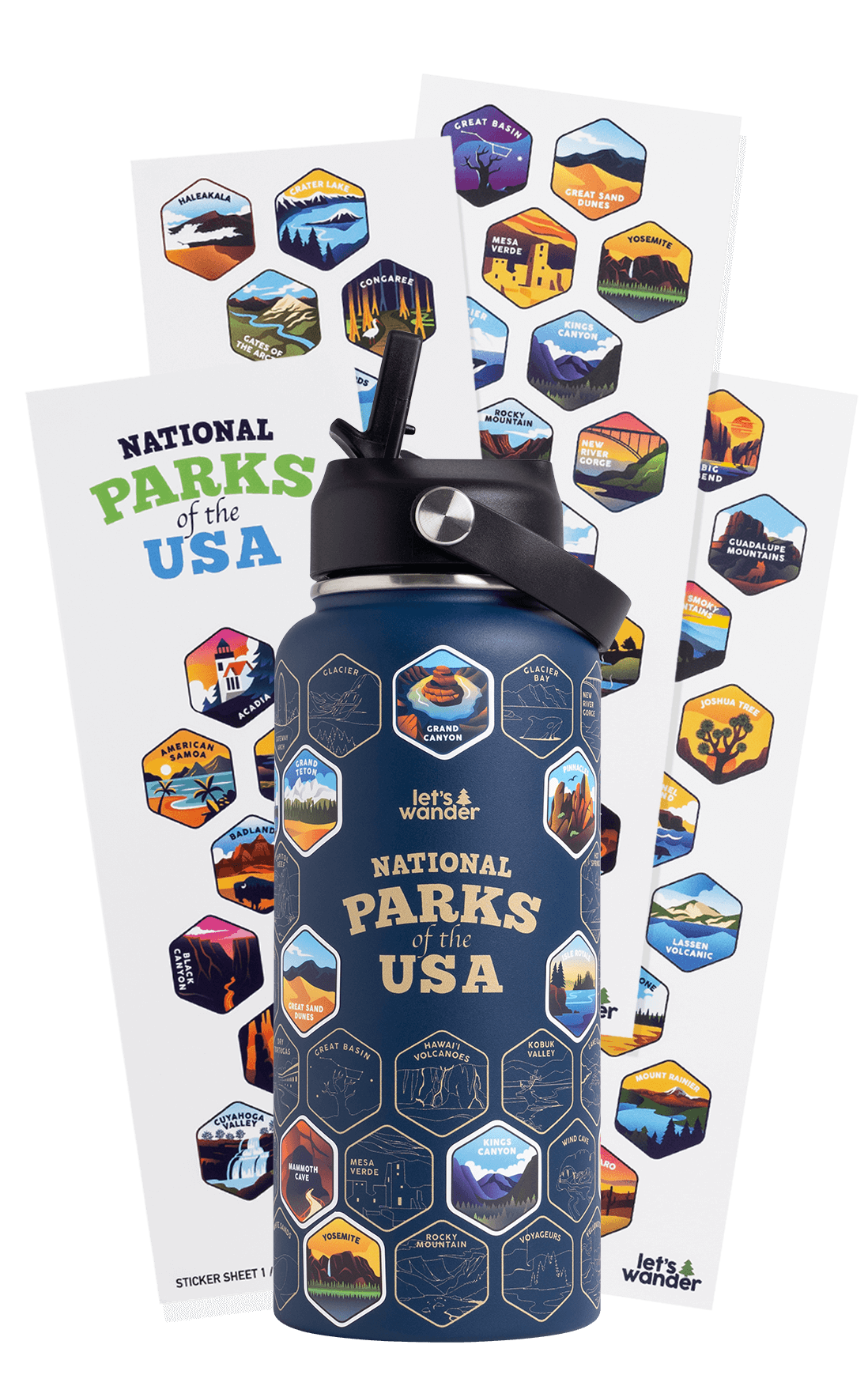 National Parks Water Bottle | Bucket List Sticker Bottle - Let’s Wander ...