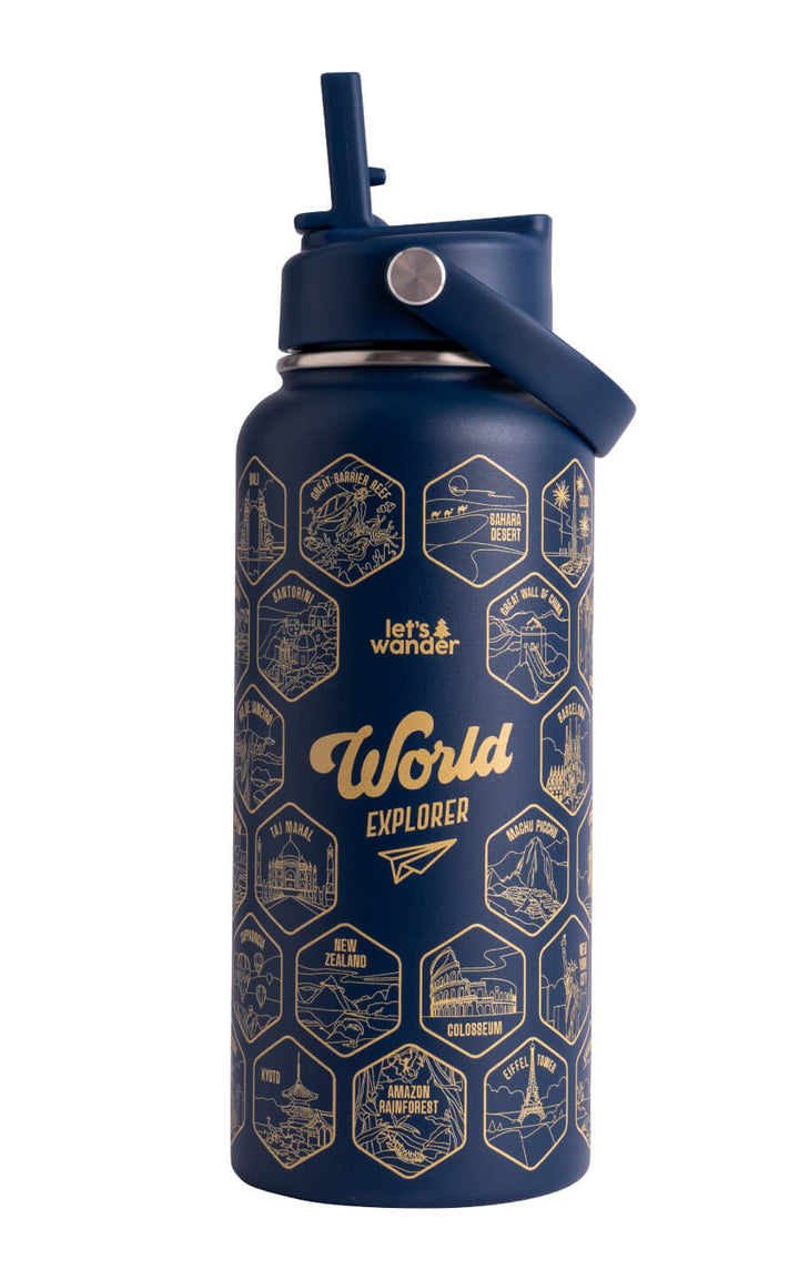 Let's Wander™ World Explorer Wasserflasche + Aufkleber