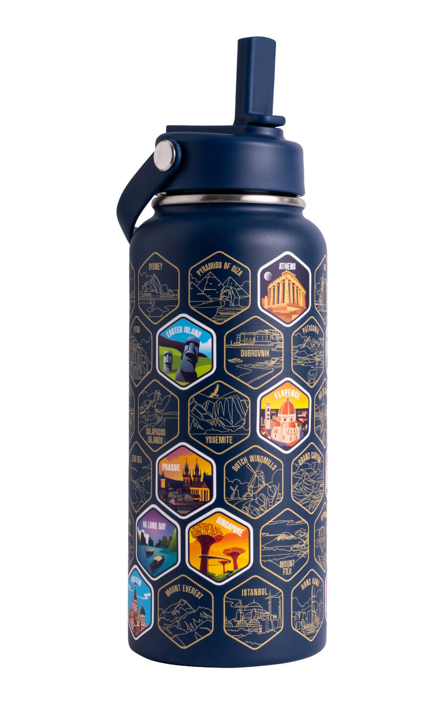 Let's Wander™ World Explorer Wasserflasche + Aufkleber