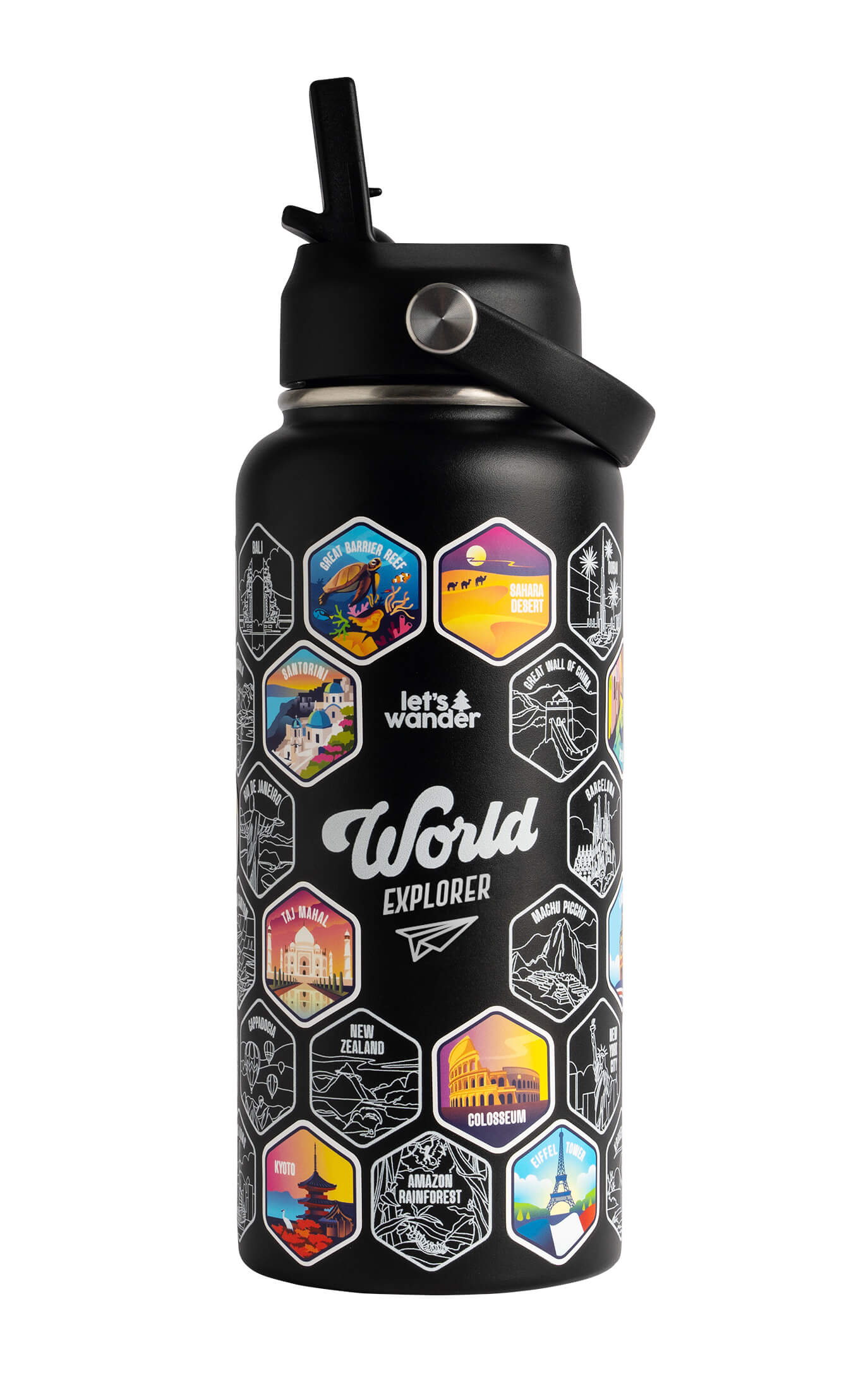 World Explorer Sticker Bottle | Lets Wander – Let's Wander