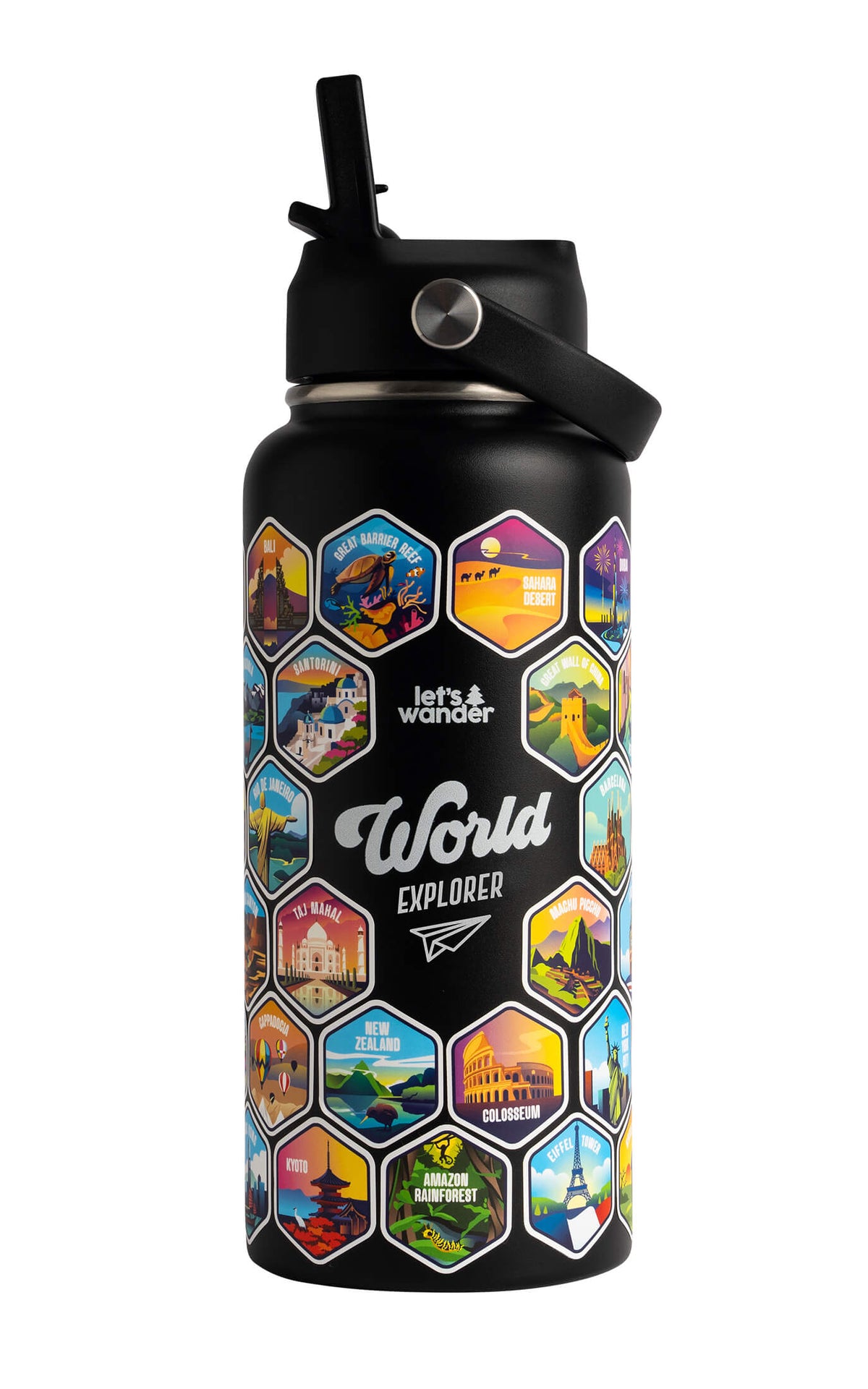Wander Water World Explorer Sticker Bottle | Lets Wander – Let's Wander