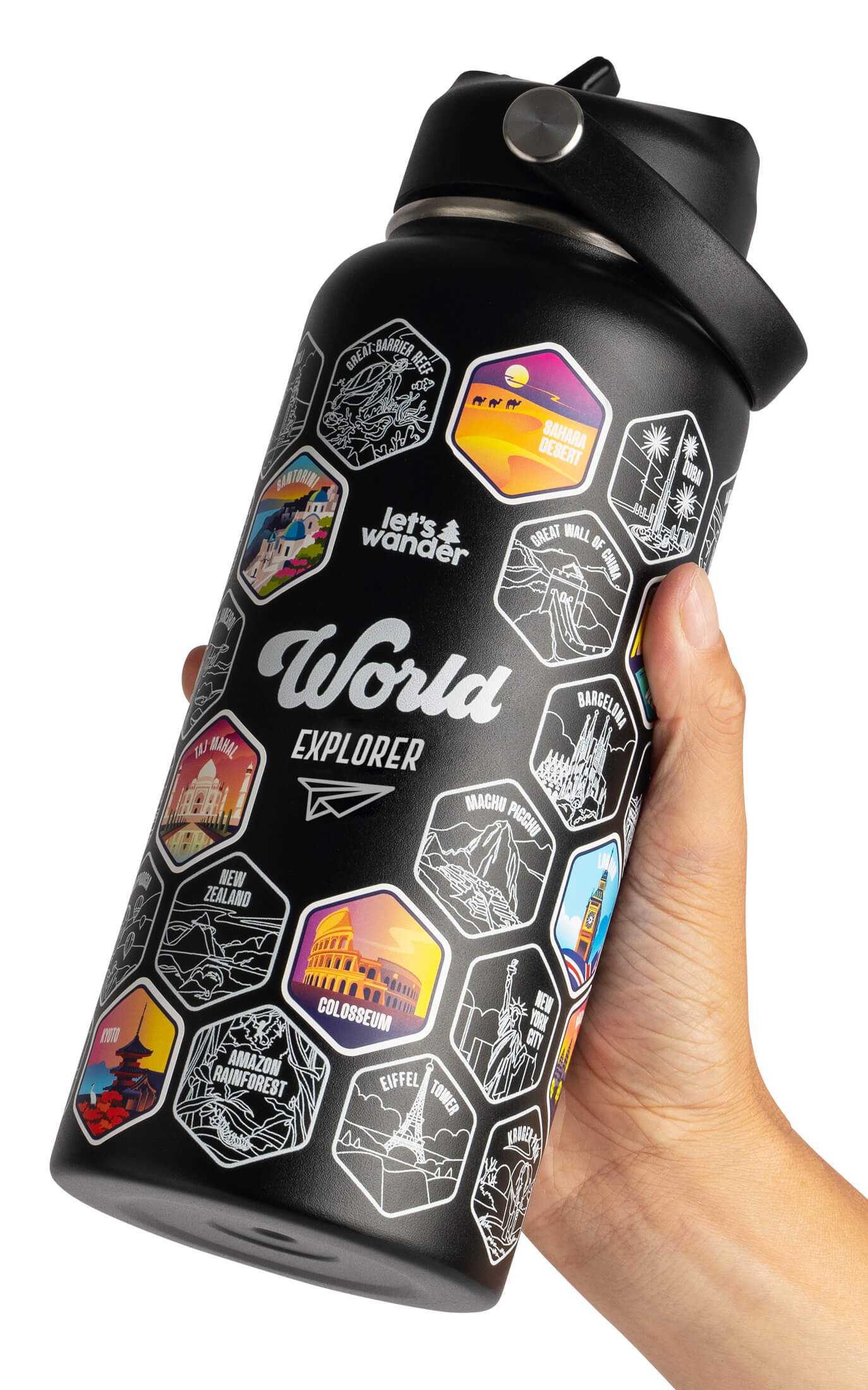 World Explorer Sticker Bottle | Lets Wander – Let's Wander